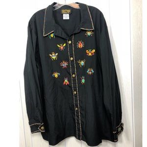 Bob Mackie Bug 3XL Button Down Wearable Art
